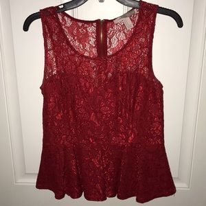 Red lace Peplum top